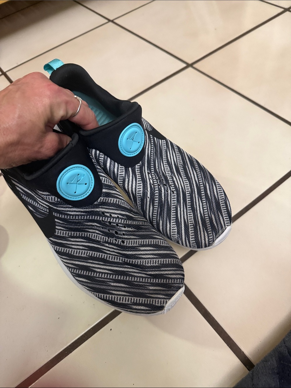 Nike Black and Aqua Slip-On